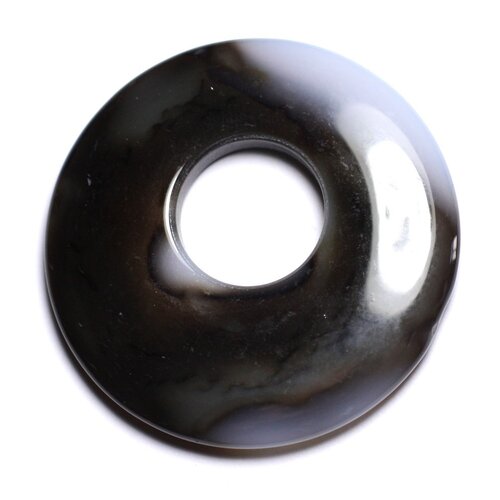 Pendentif pierre - agate donut 43mm blanc marron café n36 - 8741140005068