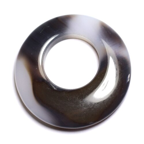Pendentif pierre - agate donut 44mm blanc marron café n34 - 8741140005044