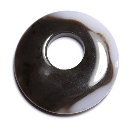 Pendentif pierre - agate donut 42mm blanc marron café n33 - 8741140005037