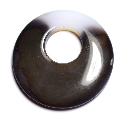 Pendentif pierre - agate donut 42mm blanc marron café n32 - 8741140005020