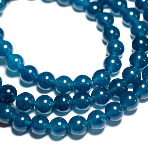 10pc - perles de pierre - jade boules 8mm bleu vert paon canard - 8741140005402
