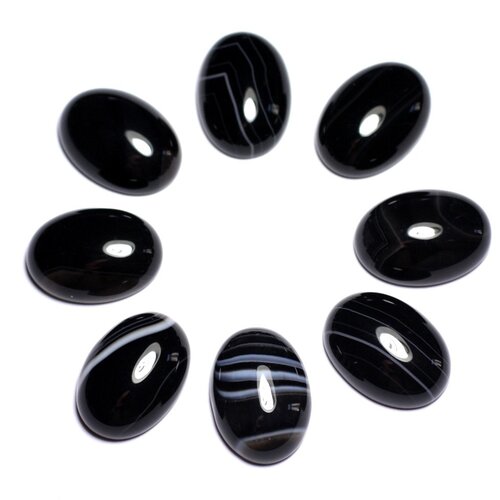 1pc - cabochon pierre semi précieuse - agate noire ovale 18x13mm - 8741140005464