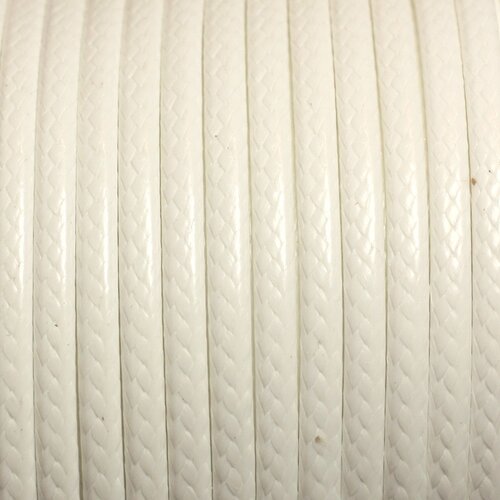 3 metres - fil corde cordon coton ciré 3mm blanc - 4558550013071