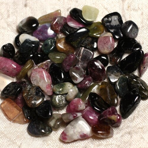 10pc - perles de pierre - tourmaline multicolore rocailles chips 6-14mm  4558550015006