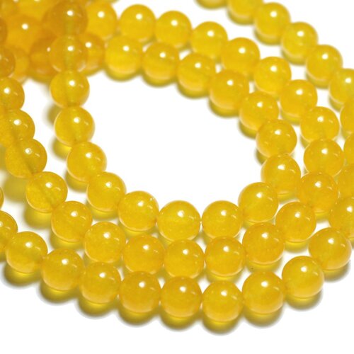 Fil 39cm 90pc env - perles pierre - jade boules 4mm jaune moutarde - 8741140008632