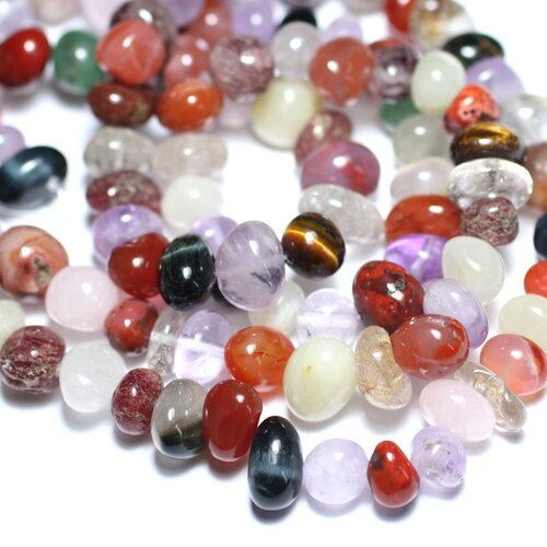 10pc - perles de pierre - lot mélange multicolore galets roulés 8-12mm - 8741140008564