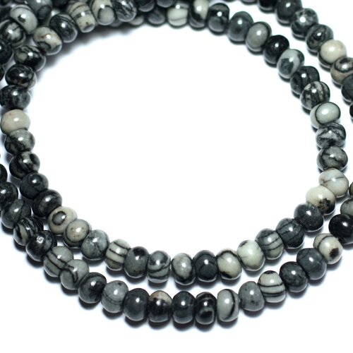 20pc - perles de pierre - jaspe zèbre rondelles 6x4mm - 8741140008557