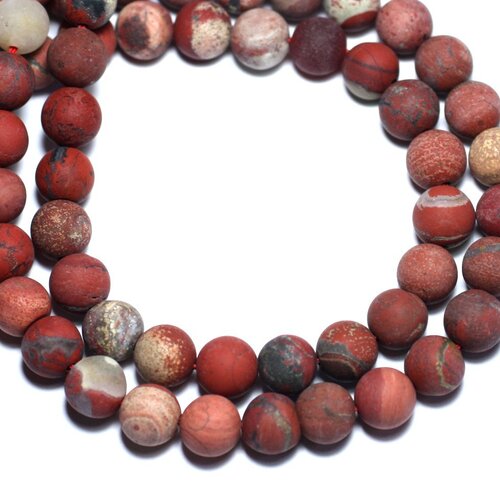 10pc - perles de pierre - jaspe rouge mat givré boules 8mm - 8741140008533