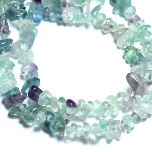 30pc - perles de pierre - fluorite multicolore chips 4-10mm - 8741140008472