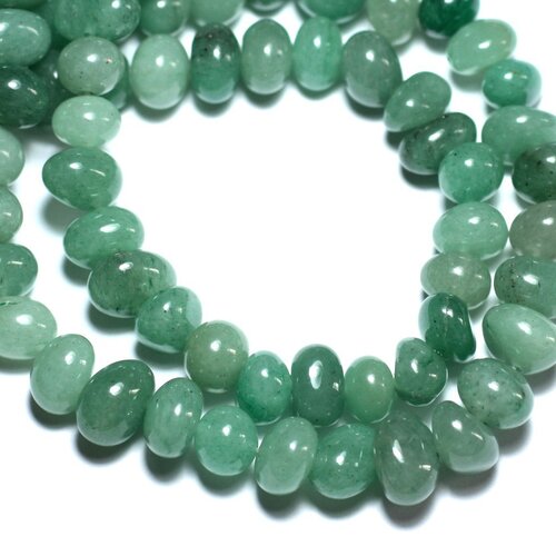 10pc - perles de pierre - aventurine verte galets roulés 8-11mm - 8741140008441