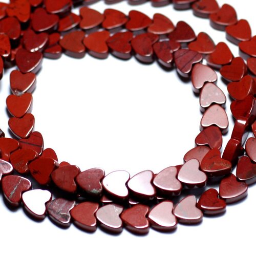 10pc - perles de pierre - jaspe rouge coeurs 6mm - 8741140007772