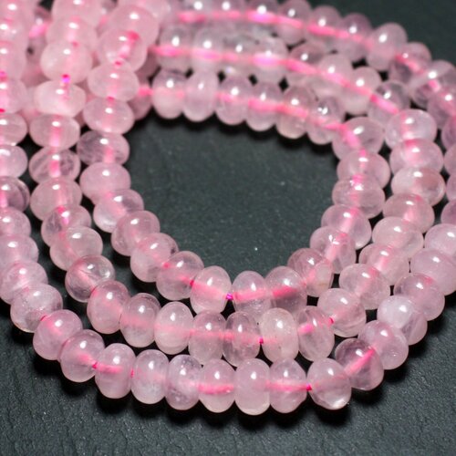 10pc - perles pierre - quartz rose rondelles 8x5mm rose clair