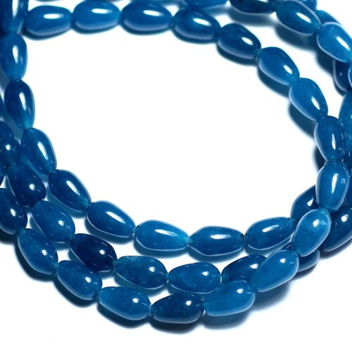 10pc - perles de pierre - jade gouttes 9x6mm bleu vert paon canard - 8741140008052