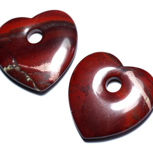 1pc - pendentif en pierre - jaspe rouge grand coeur 45mm - 8741140007826