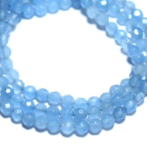 20pc - perles de pierre - jade boules facettées 4mm bleu ciel - 4558550021649