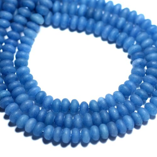 30pc - perles de pierre - jade rondelles 5x3mm bleu roi azur mat givré - 8741140008175