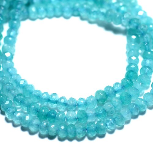 30pc - perles de pierre - jade rondelles facettées 4x2mm bleu turquoise - 8741140008076