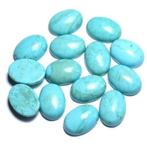 1pc - cabochon pierre - turquoise synthèse magnésite ovale 18x13mm bleu turquoise - 8741140008366