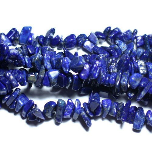 30pc - perles pierre - lapis lazuli rocailles chips 4-12mm bleu roi nuit doré