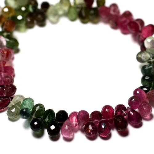 1pc - perle de pierre - tourmaline rose verte noire goutte facettée 5-6mm - 8741140008823