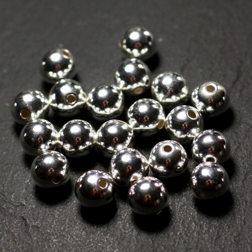 2pc - perles argent 925 massif boules rondes 6mm - 8741140008731
