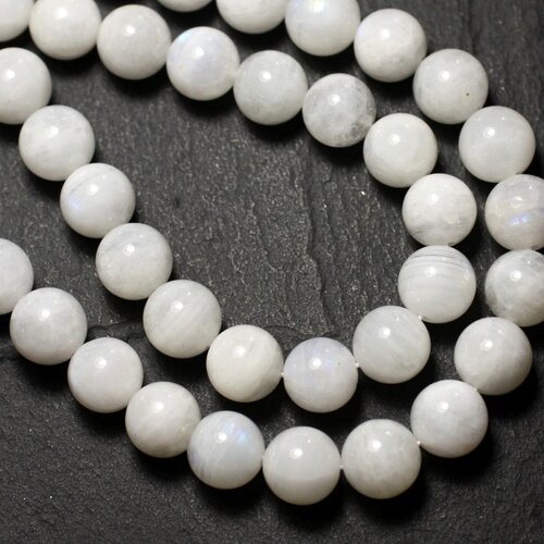 1pc - perle de pierre - pierre de lune blanche boule 8-9mm - 8741140008724