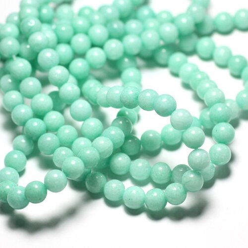 20pc - perles de pierre - jade boules 6mm vert clair turquoise pastel - 4558550025289