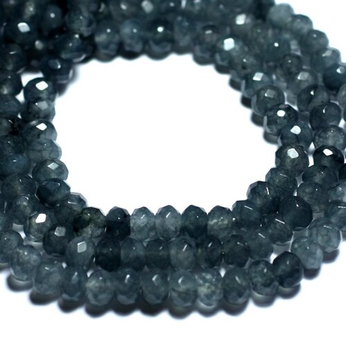 20pc - perles de pierre - jade rondelles facettées 6x4mm gris souris - 8741140008168