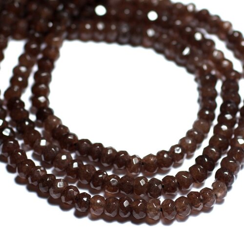 30pc - perles de pierre - jade rondelles facettées 4x2mm marron taupe - 8741140008151