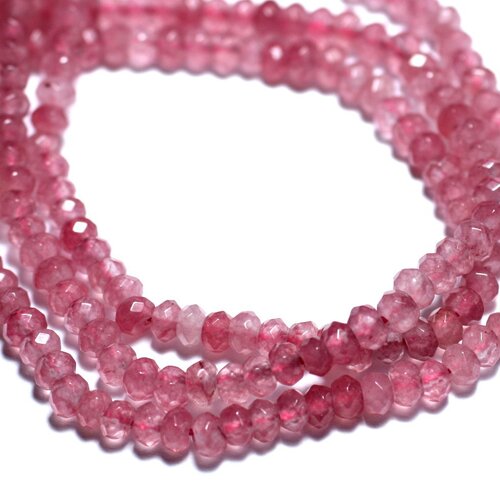 30pc - perles de pierre - jade rondelles facettées 4x2mm rose corail pêche - 8741140008137