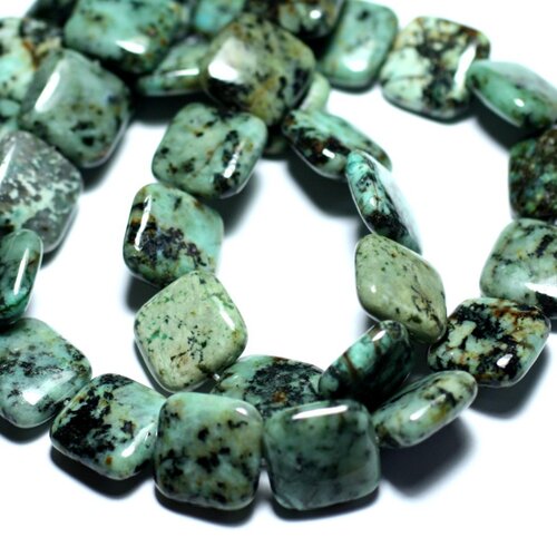 2pc - perles de pierre - turquoise afrique naturelle carrés 14mm - 8741140008021