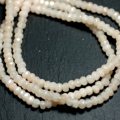 30pc - perles de pierre - jade rondelles facettées 4x2mm rose pastel crème - 8741140008106