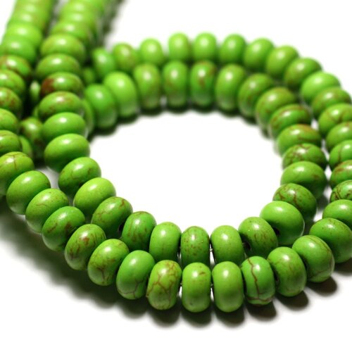 30pc - perles turquoise synthèse reconstituée rondelles 8x5mm vert - 8741140010215