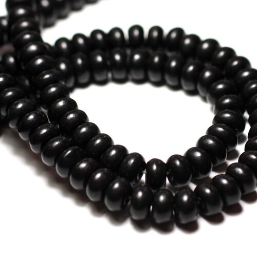 30pc - perles turquoise synthèse reconstituée rondelles 8x5mm noir - 8741140010147