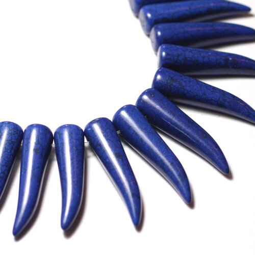 4pc - perles turquoise synthèse reconstituée piment corne dent 40mm bleu nuit - 8741140009967