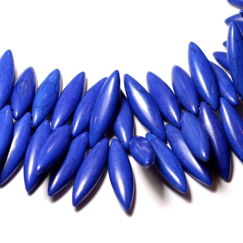 10pc - perles turquoise synthèse reconstituée marquises 28mm bleu nuit - 8741140009660