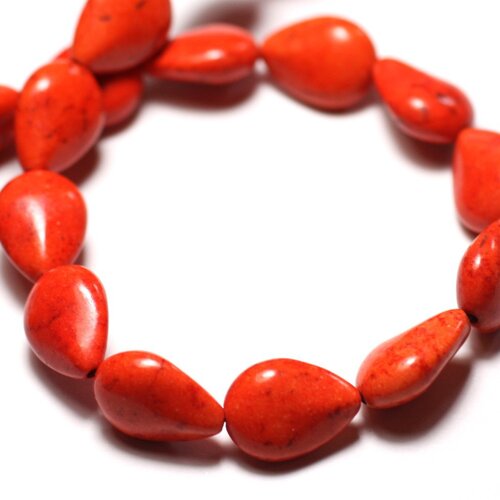 10pc - perles turquoise synthèse reconstituée gouttes 14x10mm orange - 8741140009509