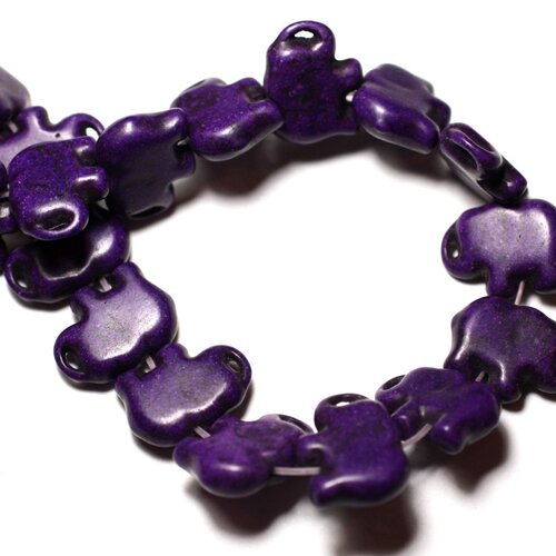 10pc - perles turquoise synthèse reconstituée elephant 19mm violet - 8741140009356