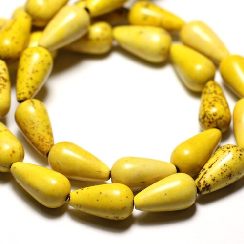 10pc - perles turquoise synthèse reconstituée gouttes 14x8mm jaune - 8741140009400