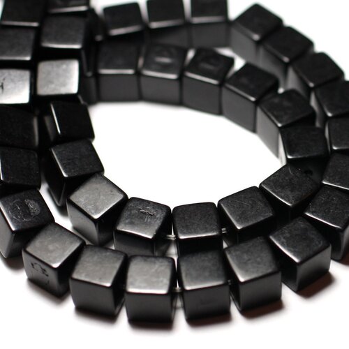 20pc - perles turquoise synthèse reconstituée cubes 8mm noir - 8741140009172
