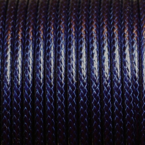 3 metres - fil corde cordon coton ciré 3mm bleu marine nuit - 4558550009975