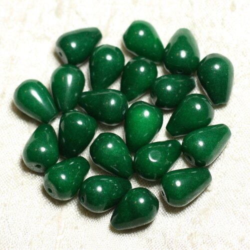 4pc - perles pierre - jade gouttes 14x10mm vert empire - 4558550002297