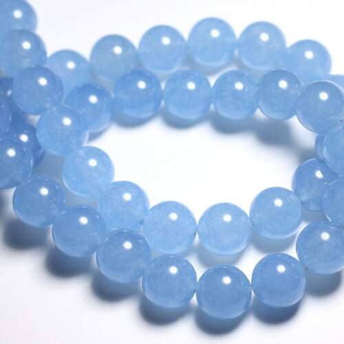 4pc - perles pierre - jade boules 14mm bleu clair ciel azur - 4558550081629