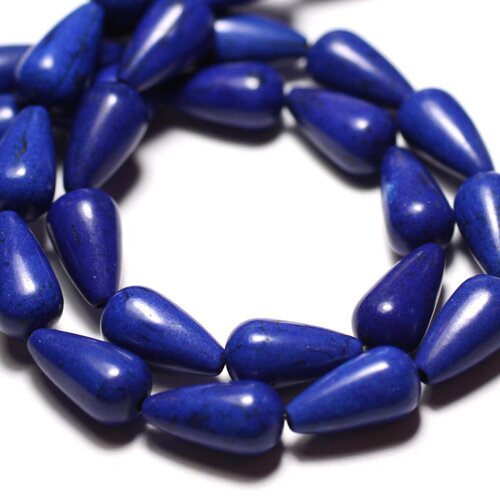 10pc - perles turquoise synthèse reconstituée gouttes 14x8mm bleu nuit - 8741140009394