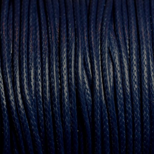 5 mètres - cordon coton ciré 2mm bleu marine - 4558550016089