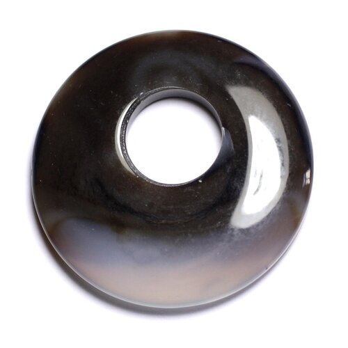 Pendentif pierre - agate donut 44mm blanc marron café n37 - 8741140005075