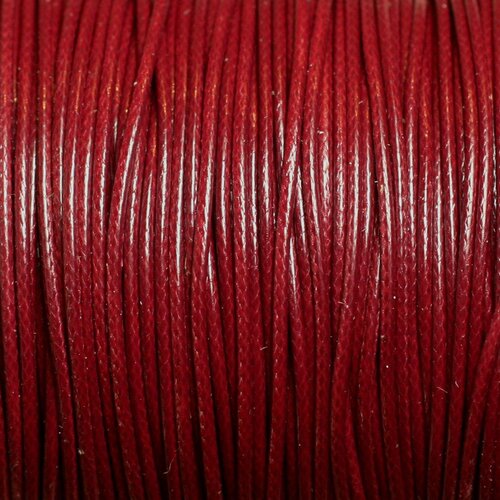 5 mètres - fil corde cordon coton ciré 1mm rouge bordeaux - 4558550016492