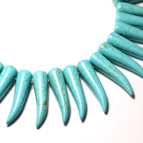 4pc - perles turquoise synthèse reconstituée piment corne dent 40mm bleu turquoise - 8741140009950