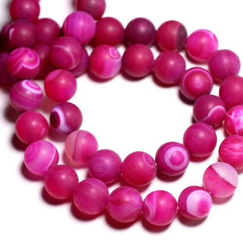 4pc - perles de pierre - agate rose mat boules 12mm -  8741140000544