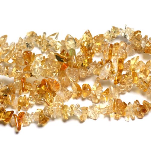 20pc - perles pierre citrine rocailles chips 5-10mm jaune orange transparent - 8741140008243
